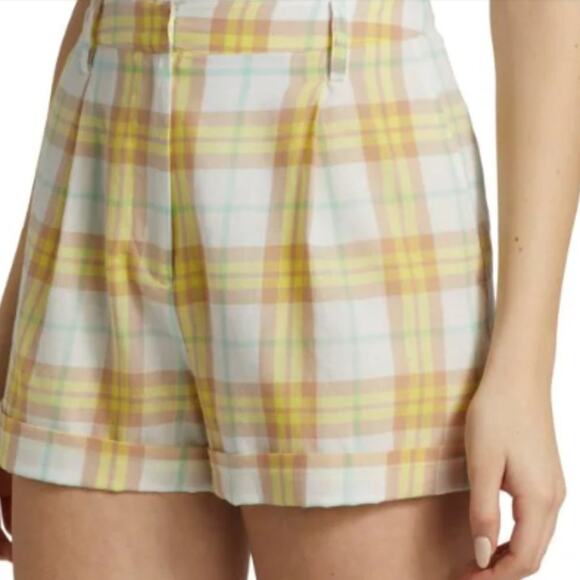 Rag and bone Ivy Pleated Plaid Shorts Yellow size 8 - Picture 5 of 8